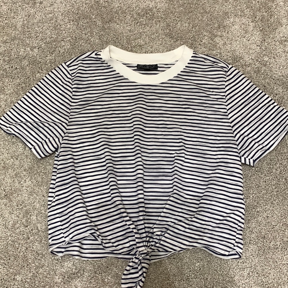 Topshop Striped Cropped Tee, Size US 6